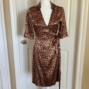 MARCIANO ⭐️100% SILK Cheetah Print Wrap Midi Dress